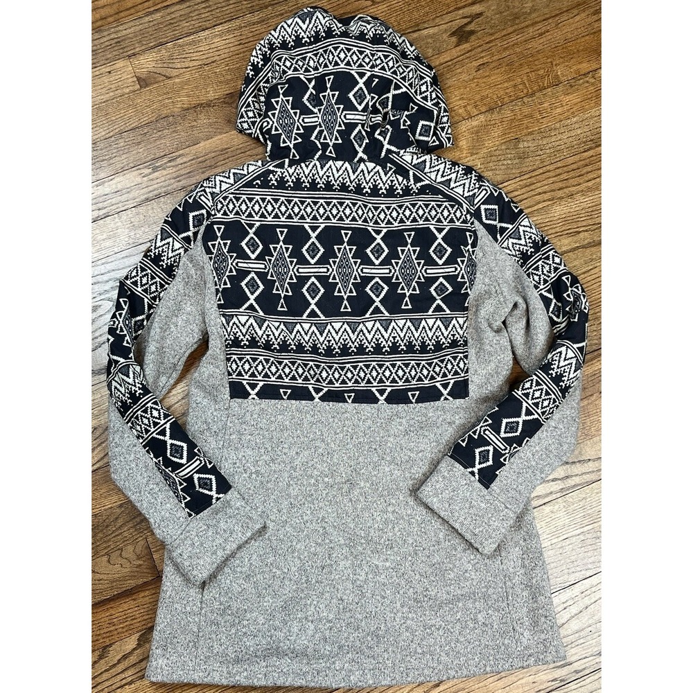Burton Embry Fleece Hooded Jacket Heather Gray Aztec Women's Size Large - Picture 4 of 5